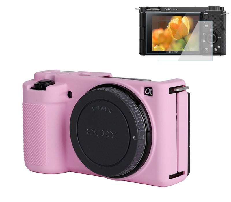 Pocoukate Camera Case for Sony ZV-E10 / ZV-E10L  Vlog Style Alpha ZV-E10 ZV-E10L Digital Camera Anti-Scratch Slim Fit Soft DSLR Camera Sleeve with Screen Protector (Pink) - Image 2